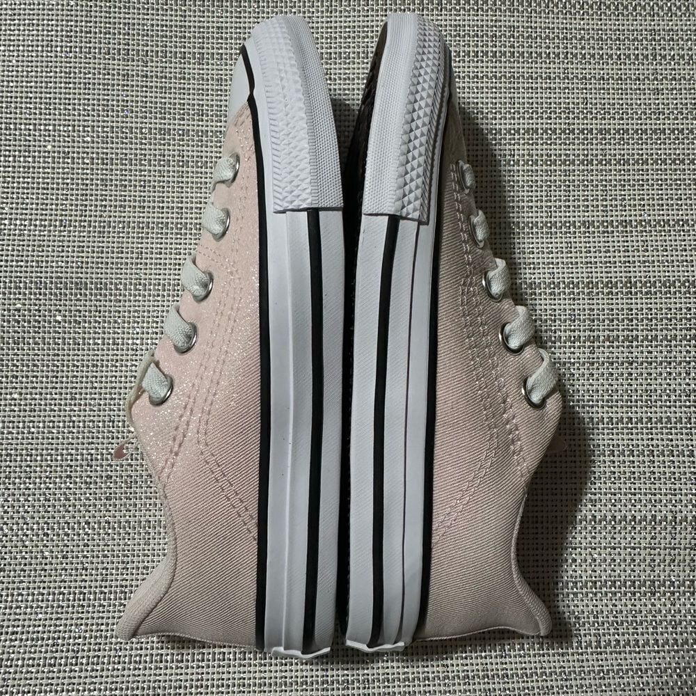 Converse 13 & 1,2,3 Girls Light Pink Metallic White Black Brown Soles Sneakers - Picture 6 of 10